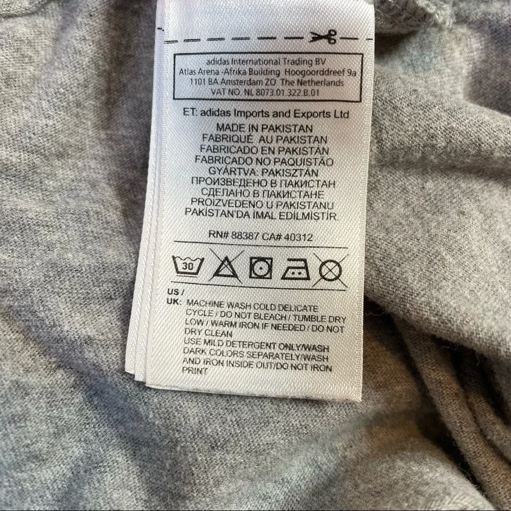 Adidas Classics 3-Stripes Tee Heather Gray Grey Small Cotton Tee Short Sleeve - Picture 6 of 11